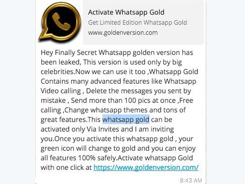 WhatsApp Gold Is Just An Another Scam